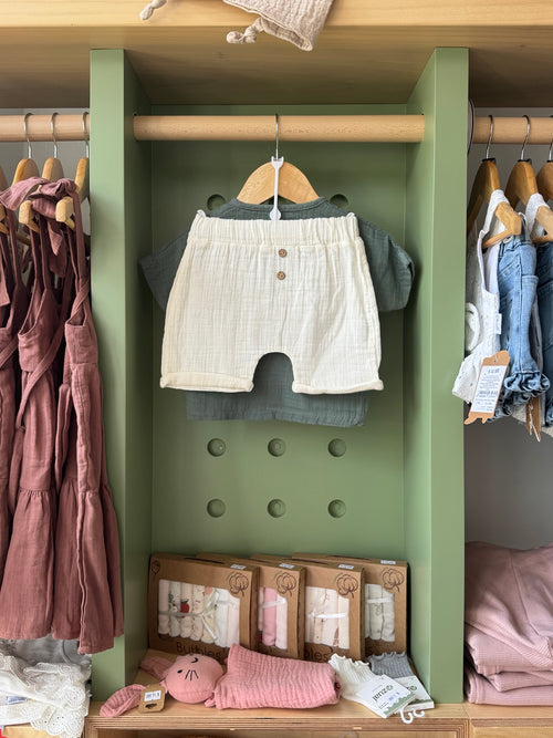 BabyBoy 2pcs Linen Olive Set - back