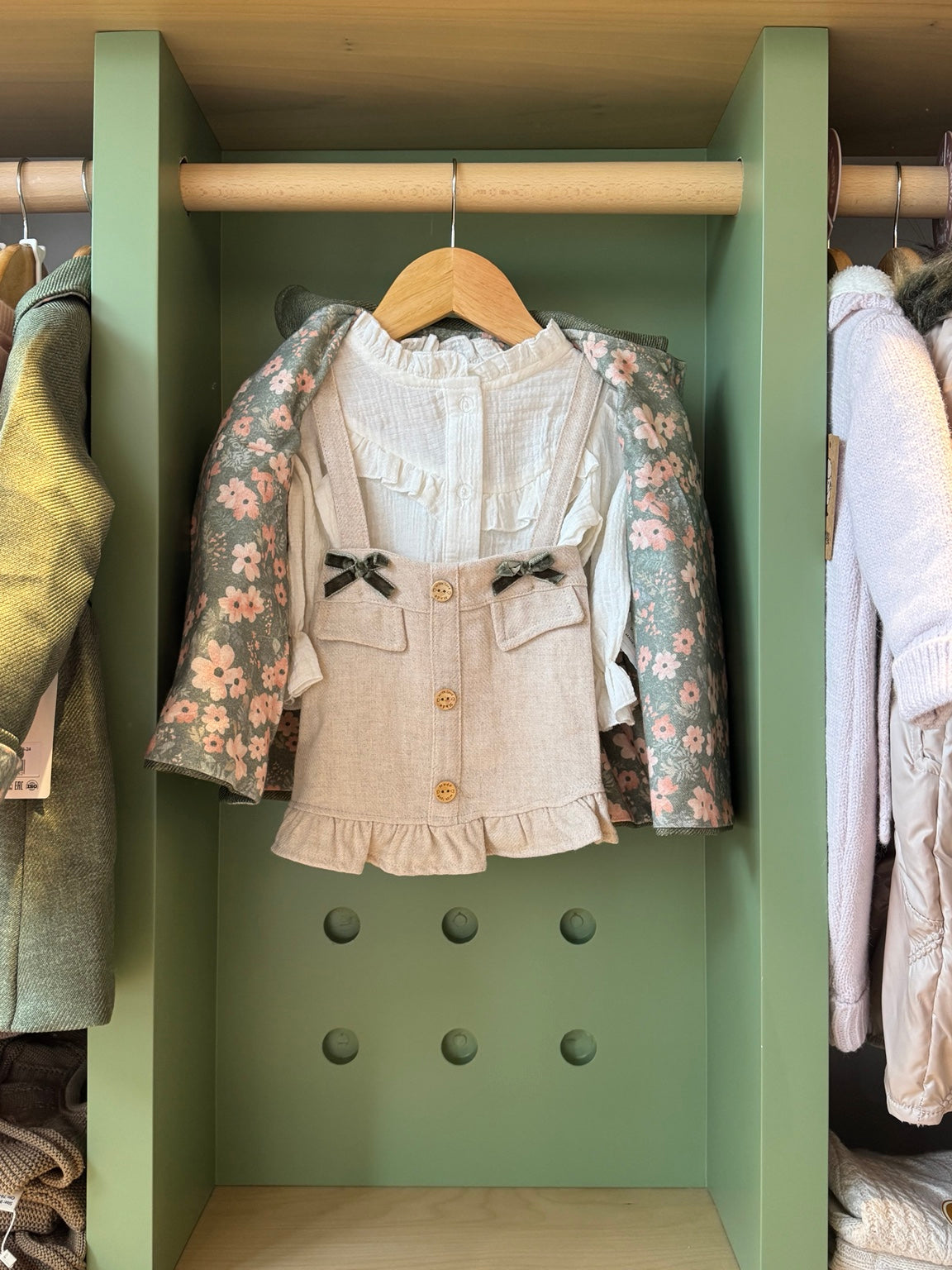 BabyGirl 3pcs Olive Coat Set