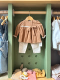 BabyGirl brown shirt and beige pant front