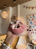 BabyGirl Velvet Pink Bow Shoes