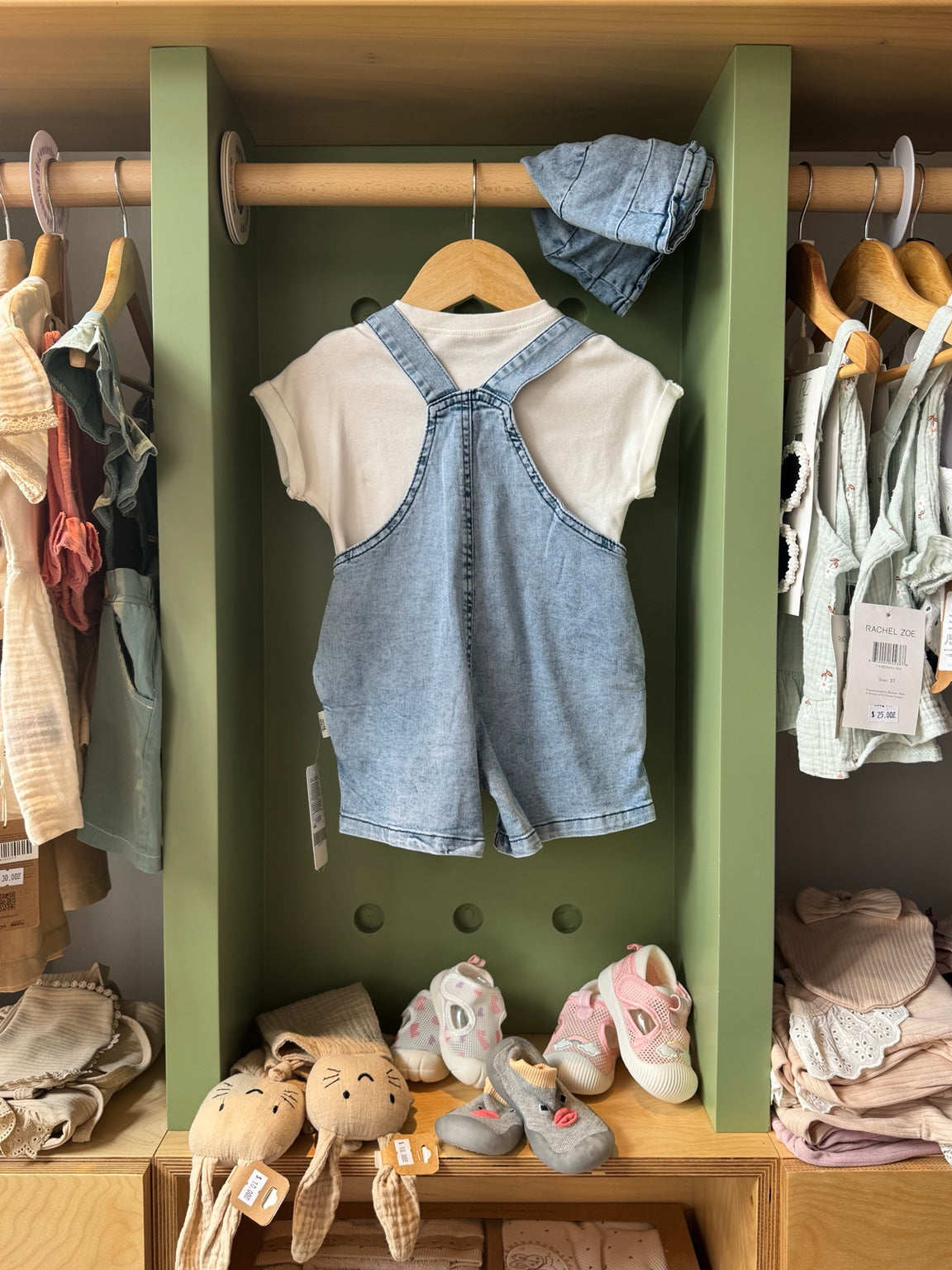 Boy 2pcs Denim Salopette with Hat back