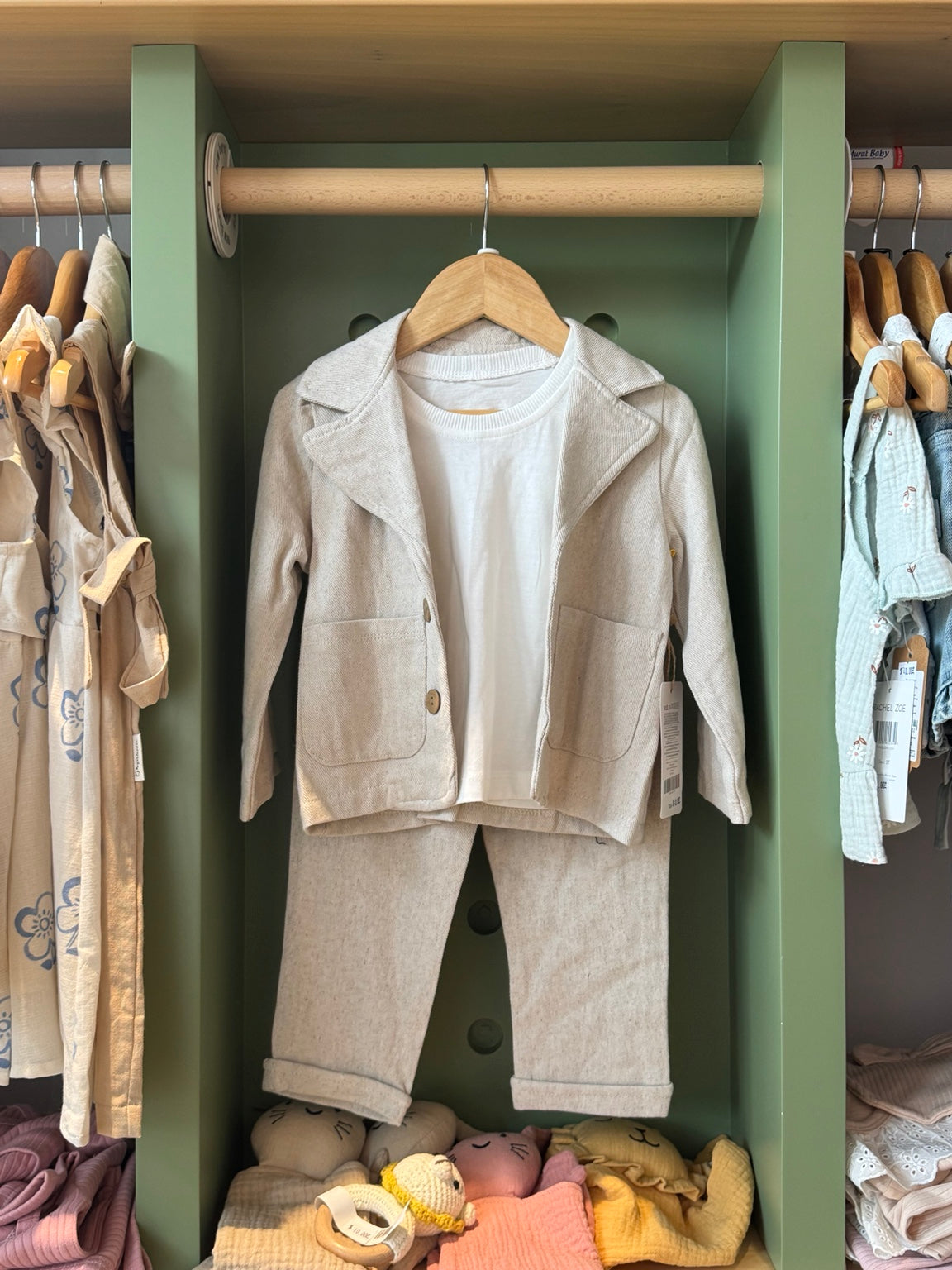 Boy 3pcs Linen Beige Suit
