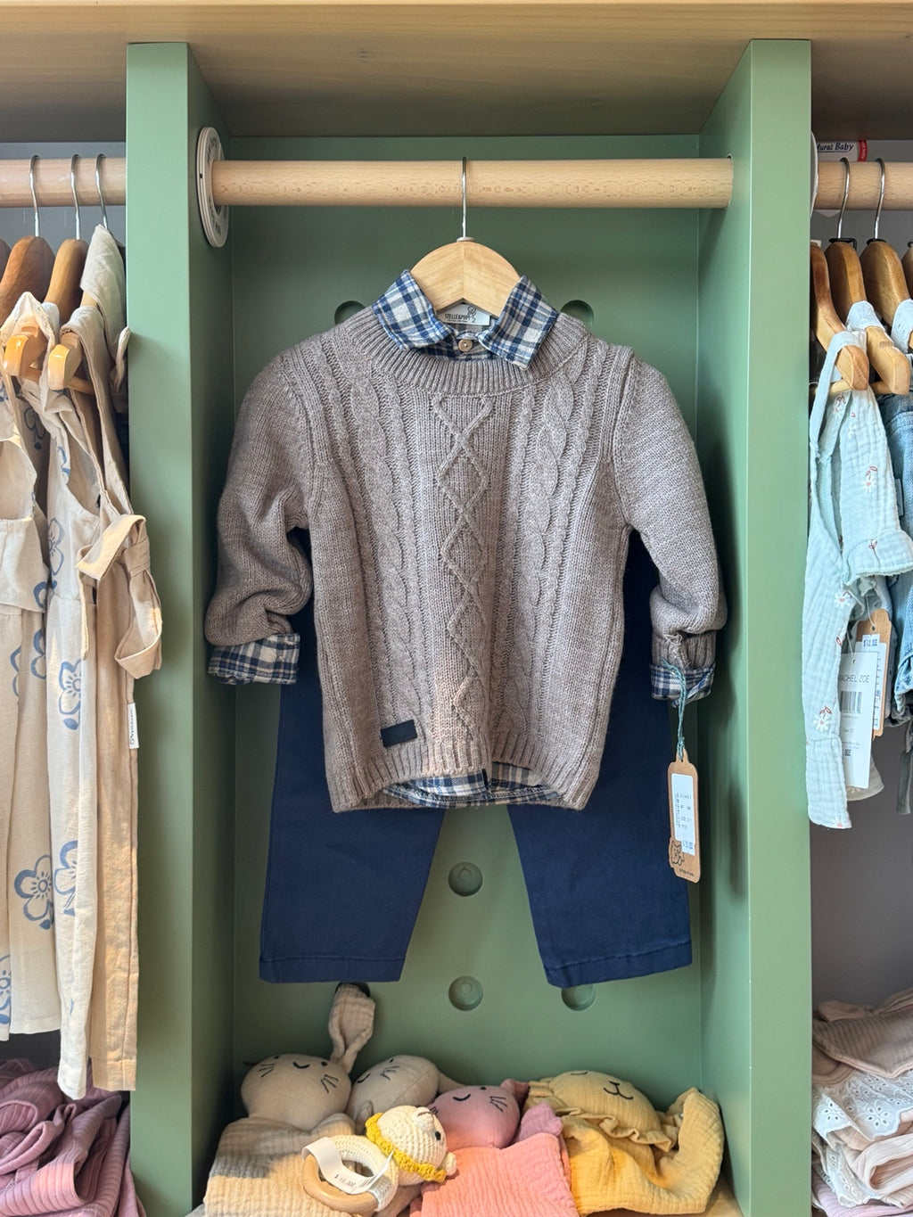 Boy 3pcs Navy/Checkered Shirt