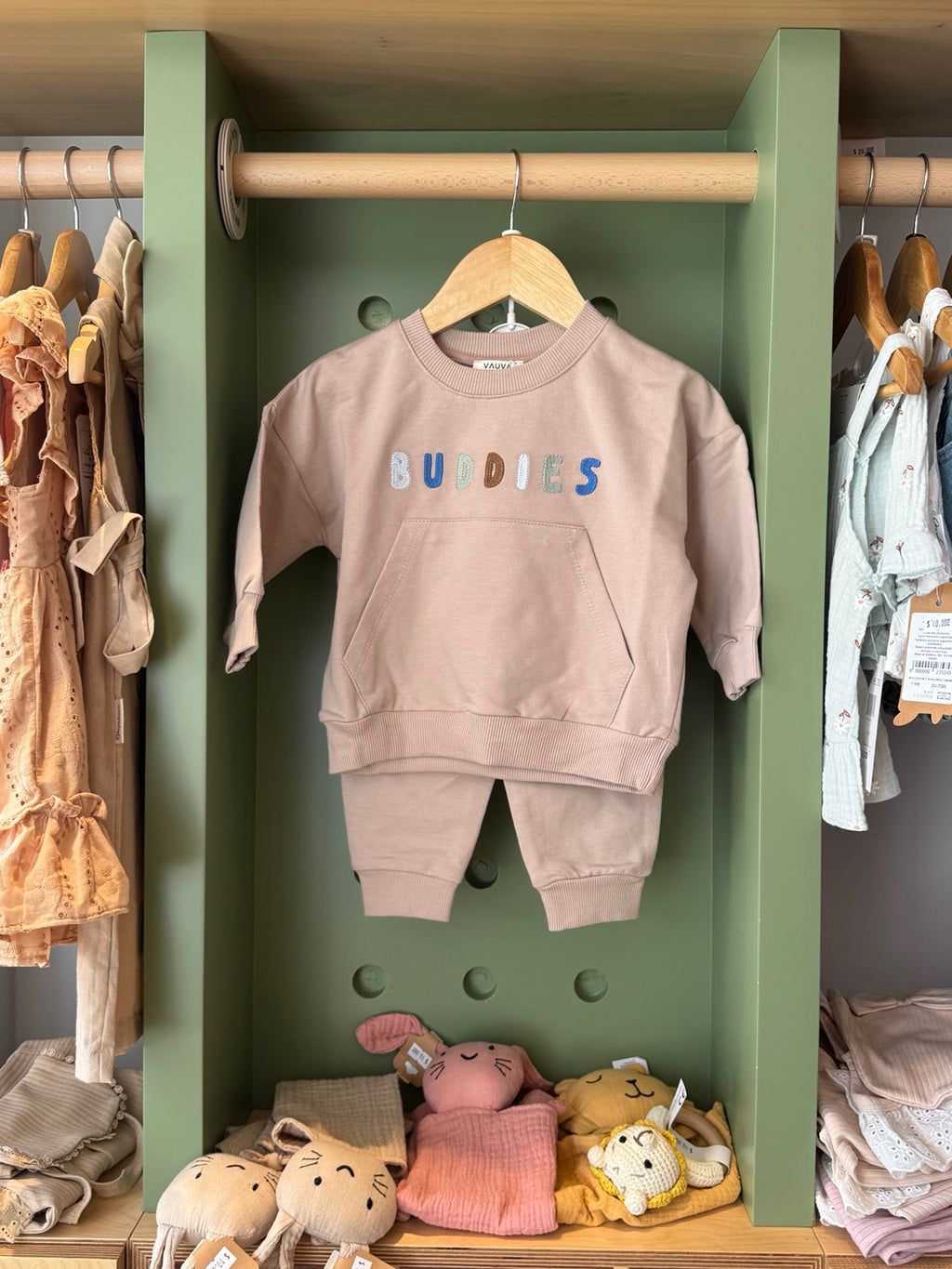 Boy 2pcs Cotton Set Beige Buddies — front