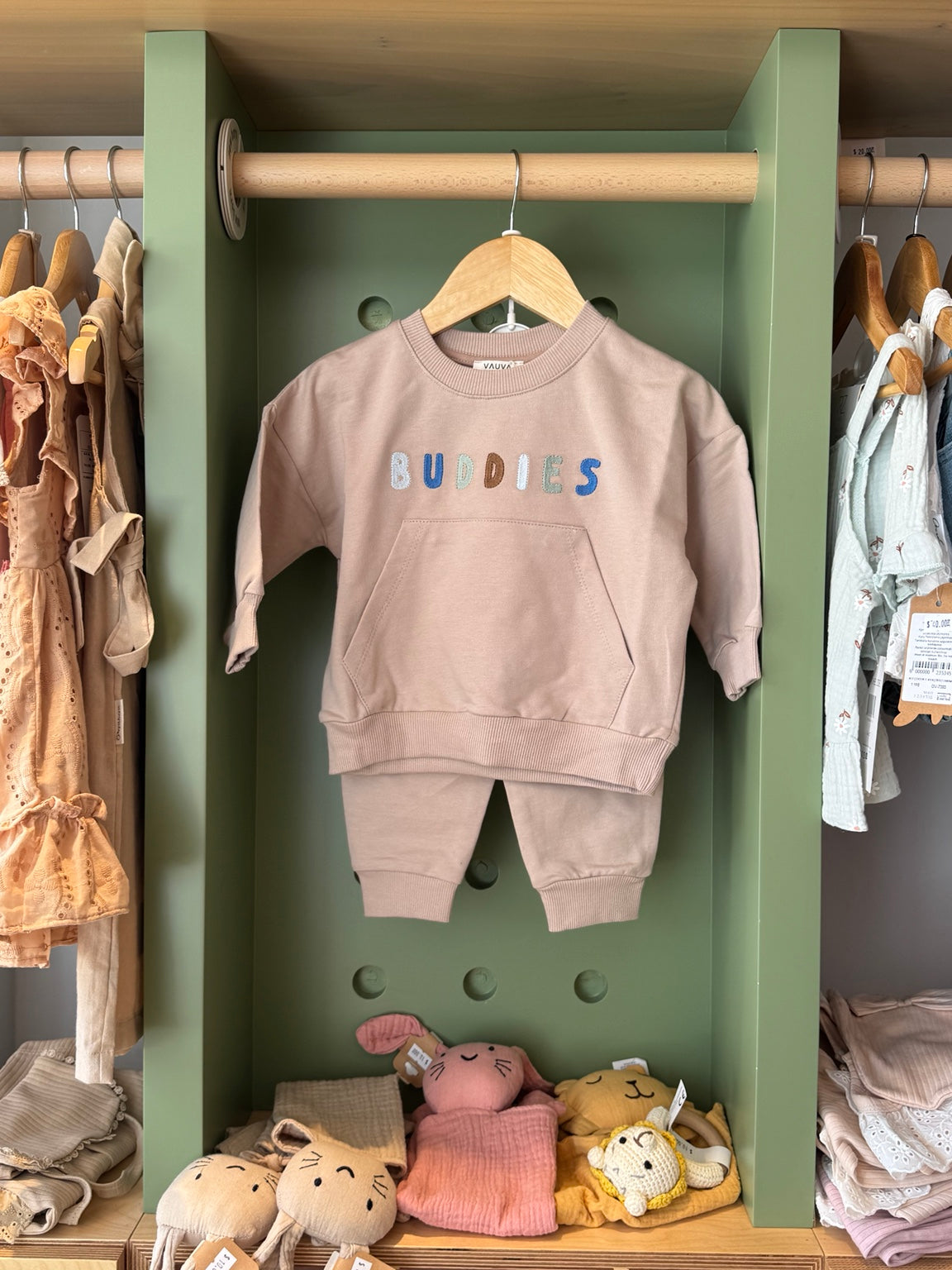Boy 2pcs Cotton Set Beige Buddies — front