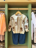Girl 3pcs Beige Cardigan High Waist Jeans