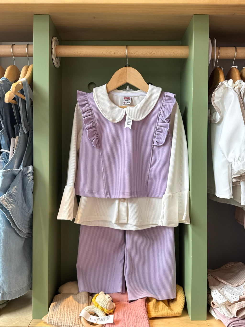 Girl 3pcs Purple Cotton Set front