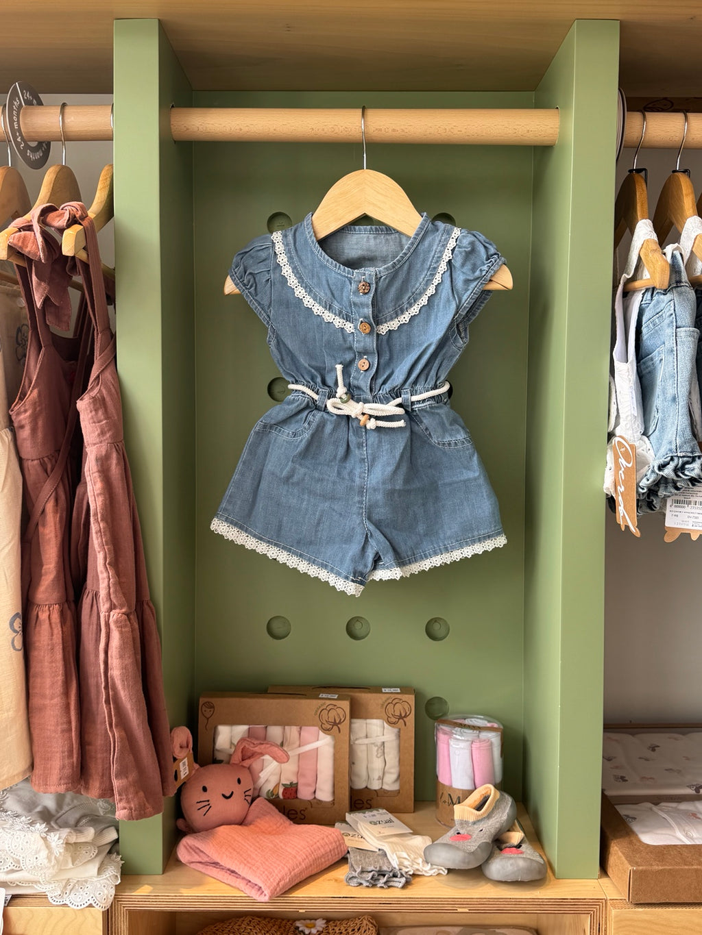 Girl Denim Romper - front