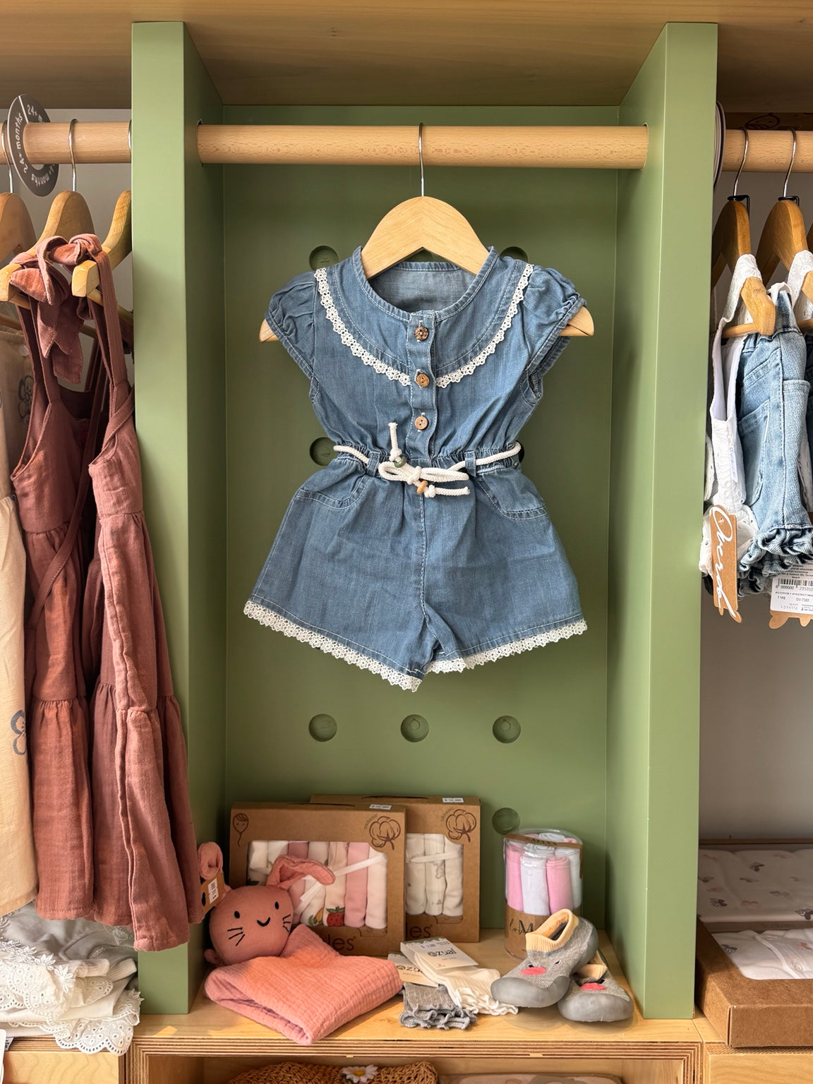 Girl Denim Romper - front