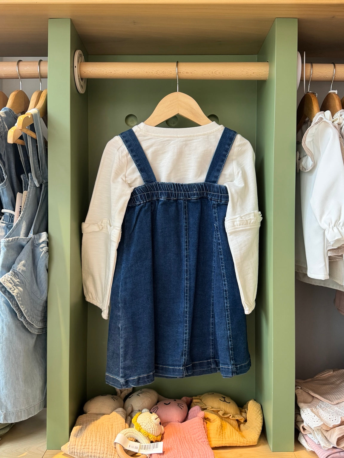 Girl denim salopette dress back