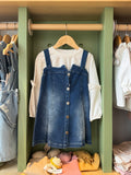 Girl denim salopette dress front