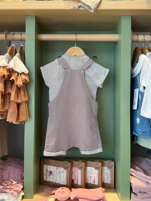 BabyBoy 2pcs Lion Grey Salopette - back/detail