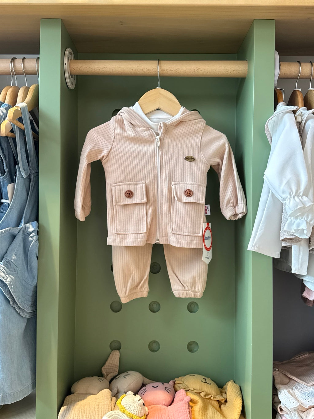 BabyBoy 3pcs Cotton Set Beige front