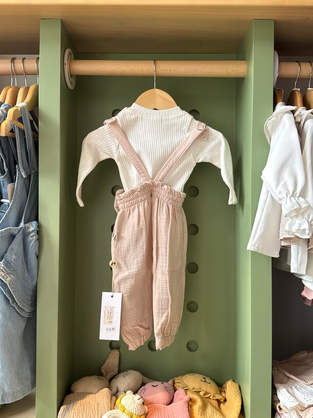 BabyGirl 2pcs Linen Salopette Set back
