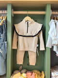 Girl 2pcs Beige Cotton Set front